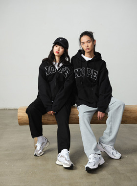 【NSSLAB】NOPE美式复古街头毛圈国潮宽松休闲情侣款连帽拉链卫衣