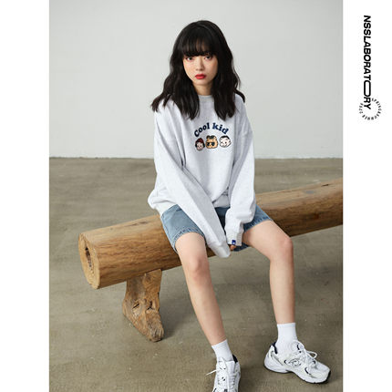 【NSSLAB】重磅毛圈卡通印花街头潮牌国潮宽松休闲情侣款套头卫衣