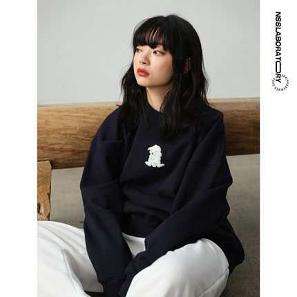 【NSSLAB】重磅毛圈毛巾绣街头潮牌国潮宽松休闲情侣款套头卫衣