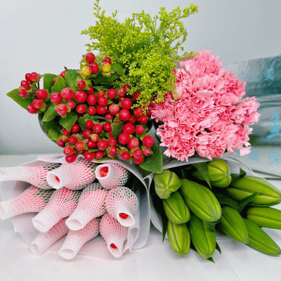 玫瑰百合康乃馨花束基地直发包邮