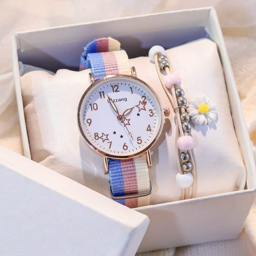 女款帆布小众初高中气质学生手表