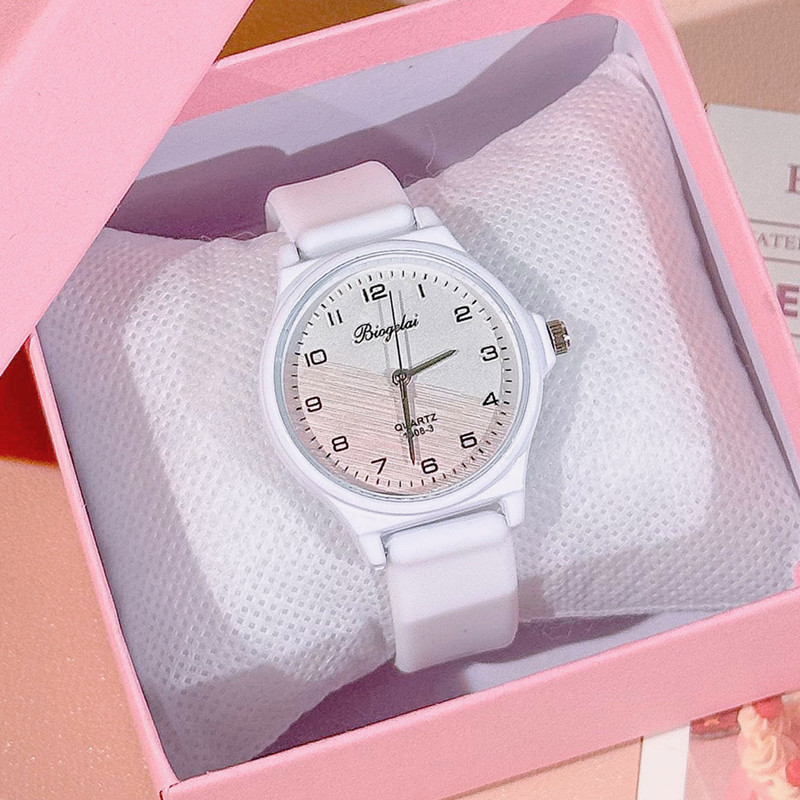 考试专用手表女生初高中学生多巴胺果冻高颜值简约儿童硅胶石英表
