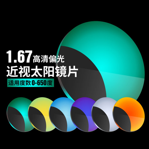 1.67近视高清偏光太阳染色片镜片