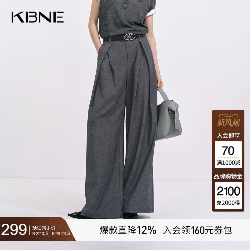 KBNE灰色西装裤女装高腰显瘦裤2025秋季新款拖地裤气质休闲阔腿裤