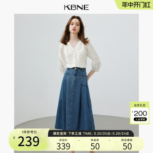 半身裙女牛仔裙长裙春秋kbne2024新款高腰今年流行爆款半裙a字裙