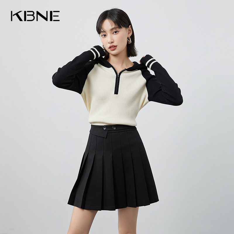 【商场同款】白色连帽针织衫长袖上衣小个子毛衣女2024年秋冬新款