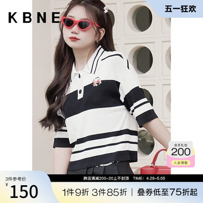 【商场同款】polo衫T恤女条纹上衣kbne2023夏季新款小衫330519012