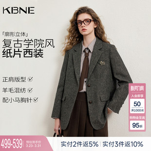 休闲西服小个子上衣 新款 KBNE高级感老钱风羊毛西装 外套女2026春季