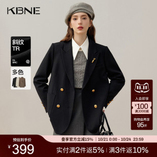 复古西装 气质西服修身 夹克上衣女 短外套2025秋冬新款 KBNE黑色长袖