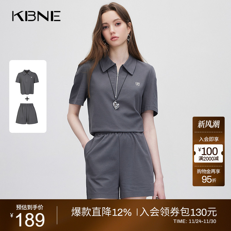 KBNE卫衣女套装两件套短袖2025夏季新款休闲运动风上下一整套穿搭