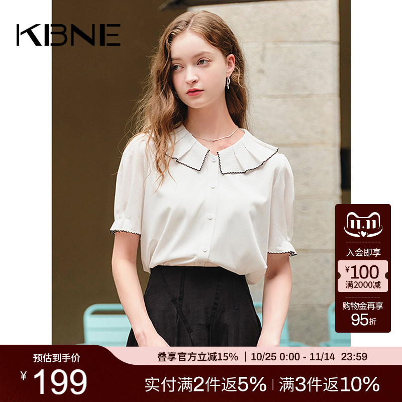 短袖衬衫KBNE娃娃领学院风
