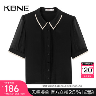 衬衣 女学院风设计感2024夏季 漂亮小衫 今年流行 新款 KBNE黑色衬衫