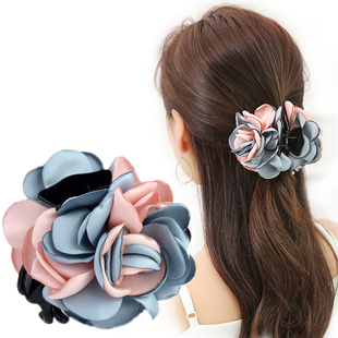 韩国大号抓夹发夹布艺花朵发抓气质淑女盘发器发卡头花顶夹发饰品