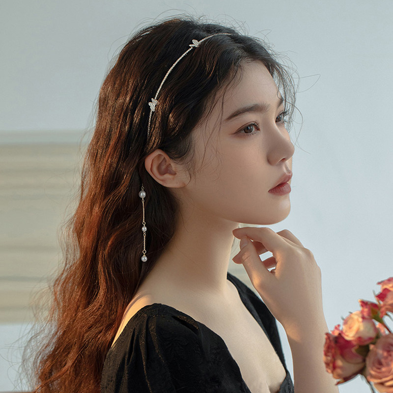 发箍女2025新款水钻高级感流苏耳环发卡头饰压发头箍蝴蝶仙美头窟