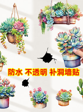 浴室卫生间卡通绿植盆栽防水贴纸