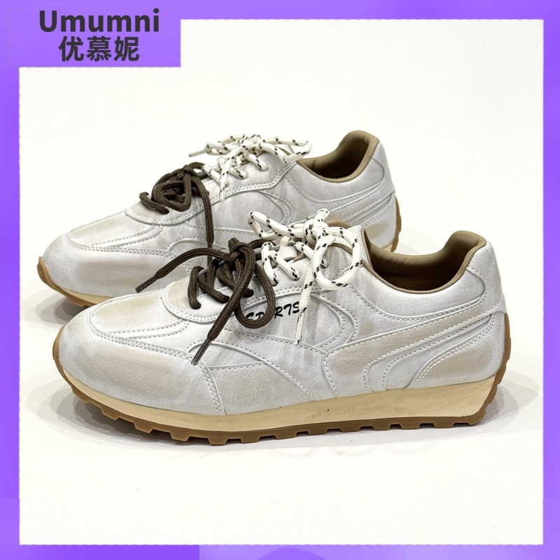 umumni优慕妮做旧真皮休闲运动鞋