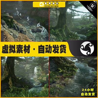 UE4UE5 Procedural Nature Pack Vol.1 森林树林小溪河流场景4.27