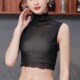 冰丝高领内搭神器纯色短款 无袖 洋气上衣 女薄款 春秋网纱蕾丝打底衫