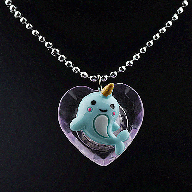 带灯发光项链儿童卡通可爱海豚宝宝女童闪光吊坠小孩会发光的项链