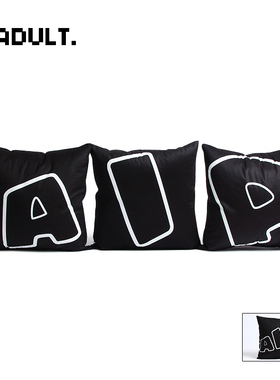 恶搞大AIR黑色ins汽车沙发抱枕抱枕套美式 毛绒方靠枕靠垫套DIY