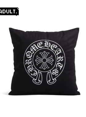 潮牌黑色抱枕汽车靠枕车内饰车载座椅靠背办公室床头方形毛绒靠垫