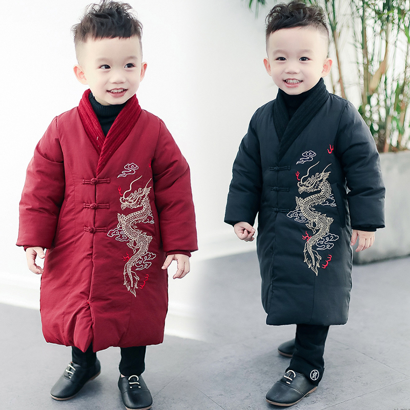 唐装儿童男棉服冬装加厚童装中国风中式服装男童汉服宝宝拜年服