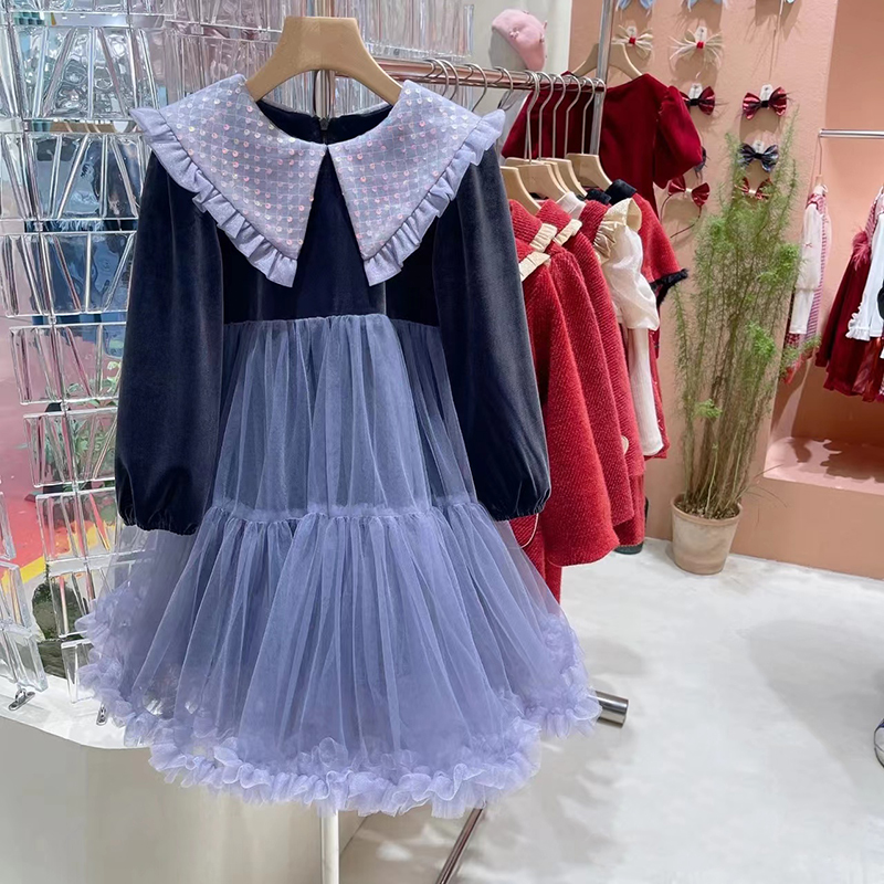 高端女童公主裙宫廷风秋冬