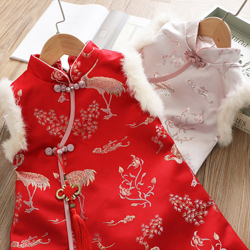 女童加厚汉服马甲拜年服女童冬装