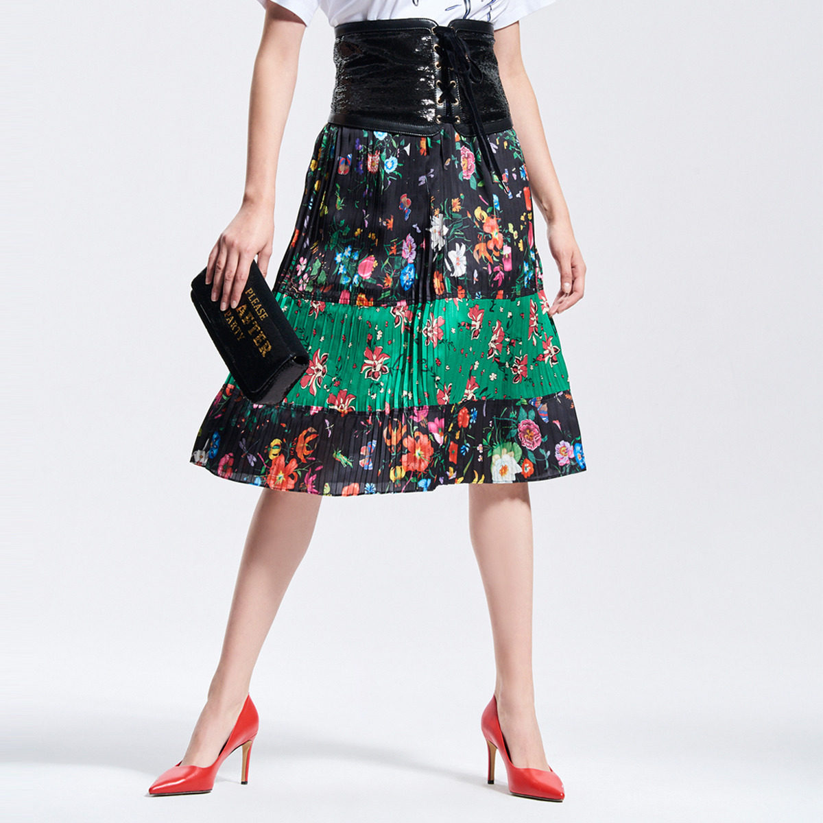 Five Plus Summer wear printing skirt Paige Pleated skirt The dress Hit color Mosaic patternin the Women's clothing/Boutique , Skirts  category - from Buy2taobao.com to provide professional Taobao agent buy service