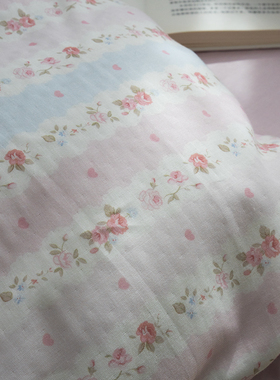 田园风玫瑰花纯棉双层纱布被套单件150x210x215单双人180x200全棉