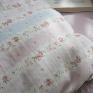 田园风玫瑰花纯棉双层纱布被套单件150x210x215单双人180x200全棉
