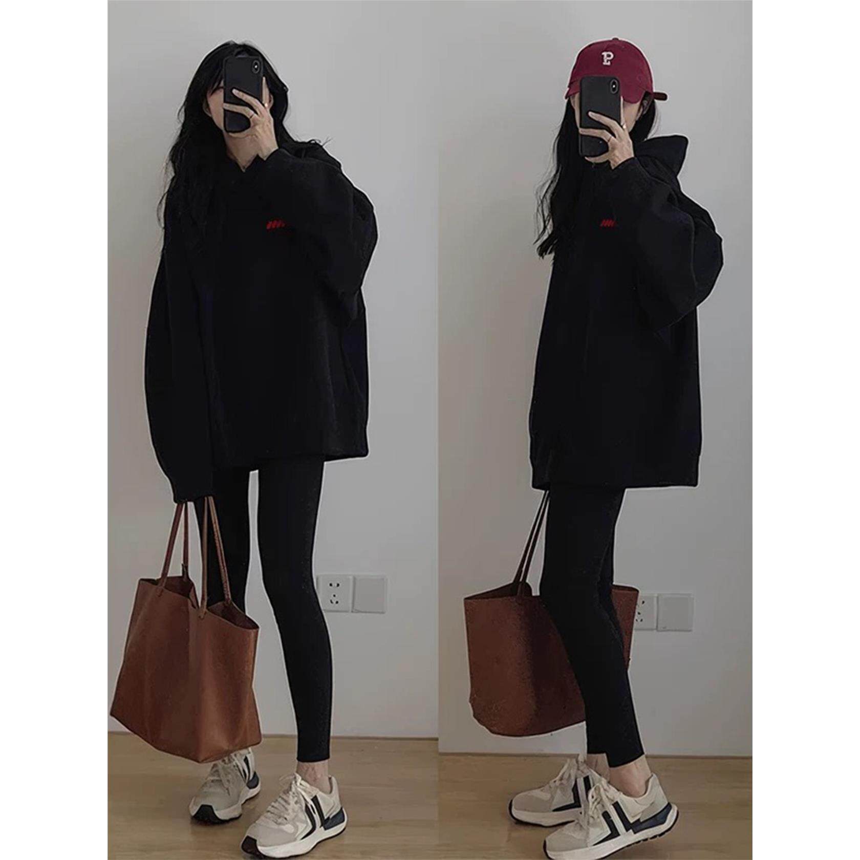 300斤大码女装秋冬新款加绒加厚连帽卫衣女200斤胖mm宽松显瘦上衣