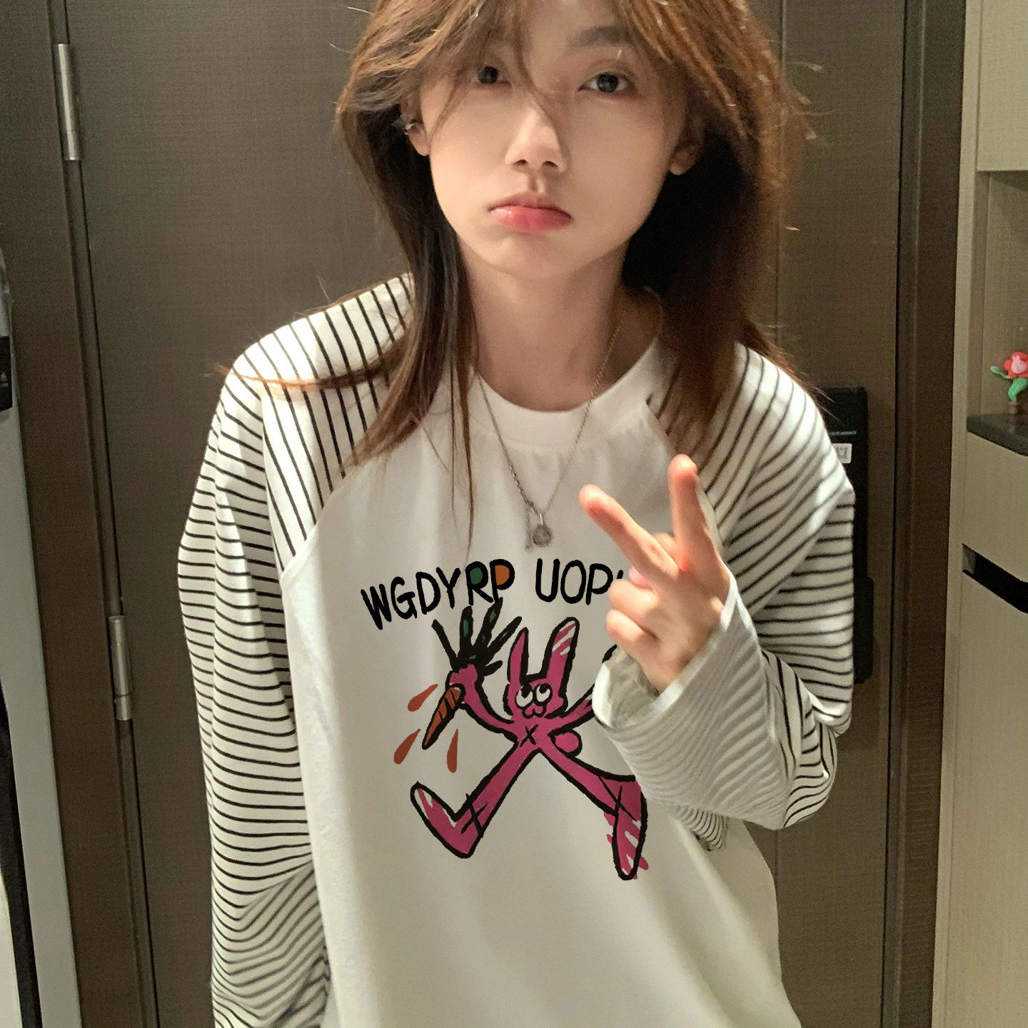 2026新款爆款早春季长袖t恤女美式上衣宽松可外穿洋气内搭打底衫