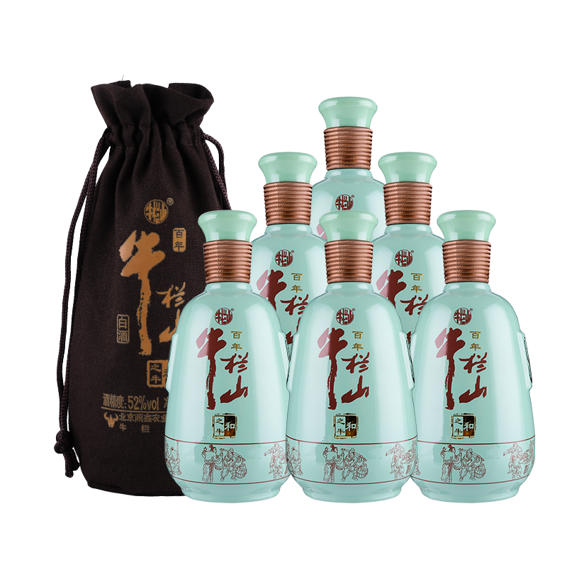 北京牛栏山52度高度和之牛500ml*6瓶浓香型礼品礼物布袋白酒水