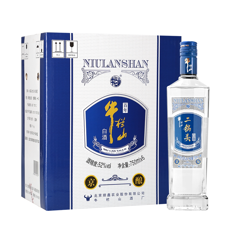 牛栏山52度京酿750ml*6瓶装北京二锅头清香型口粮白酒水