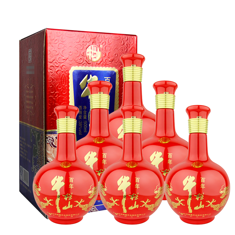 牛栏山蓝色风暴老酒38度500ml*6瓶送礼盒装白酒水北京