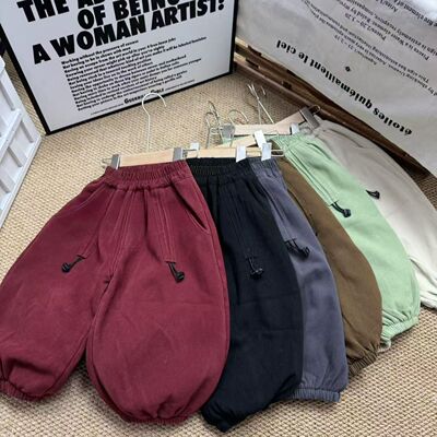 中小儿童春秋款抽绳奶哈裤宝宝裤