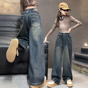 宽松中大童直筒裤 女童牛仔裤 儿童春装 春秋2025新款 时髦休闲 阔腿裤