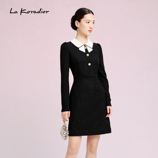 气质双层领收腰洋装 新款 春季 连衣裙长裙子 Koradior拉珂蒂时尚