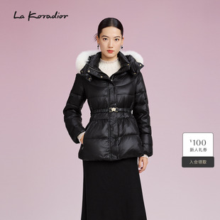【商场同款】Lakoradior拉珂蒂通勤秋冬新款时尚收腰毛领羽绒服