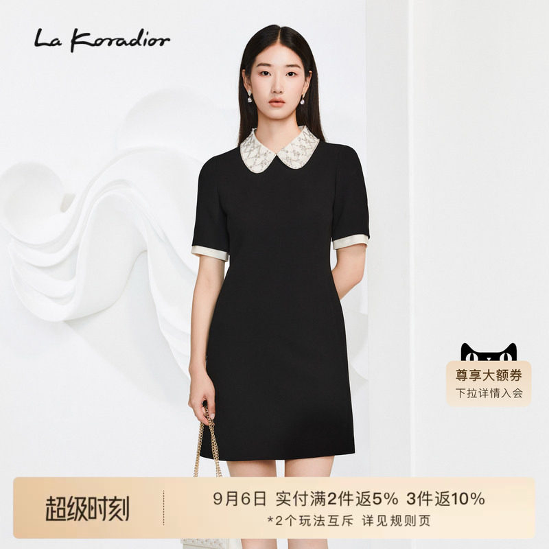 【经典小黑裙】La Koradior拉珂蒂夏季新款赫本风洋装醋酸连衣裙图片