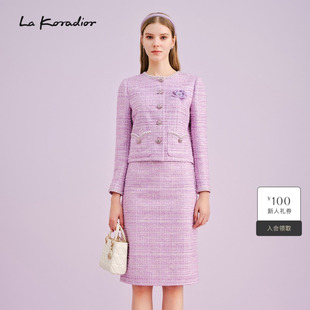 新款 外套紫色香风气质短上衣秋季 时尚 Koradior拉珂蒂商场同款