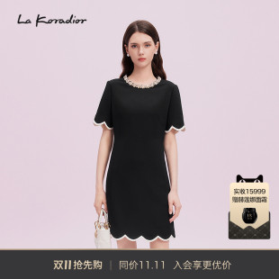 通勤优雅赫本风小黑裙 减龄气质女显瘦修身 Koradior拉珂蒂秋季