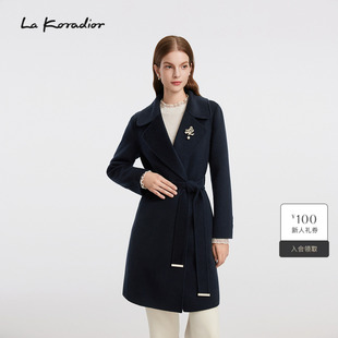 女2025秋冬新款 Lakoradior拉珂蒂时尚 气质收腰毛呢大衣 山羊绒