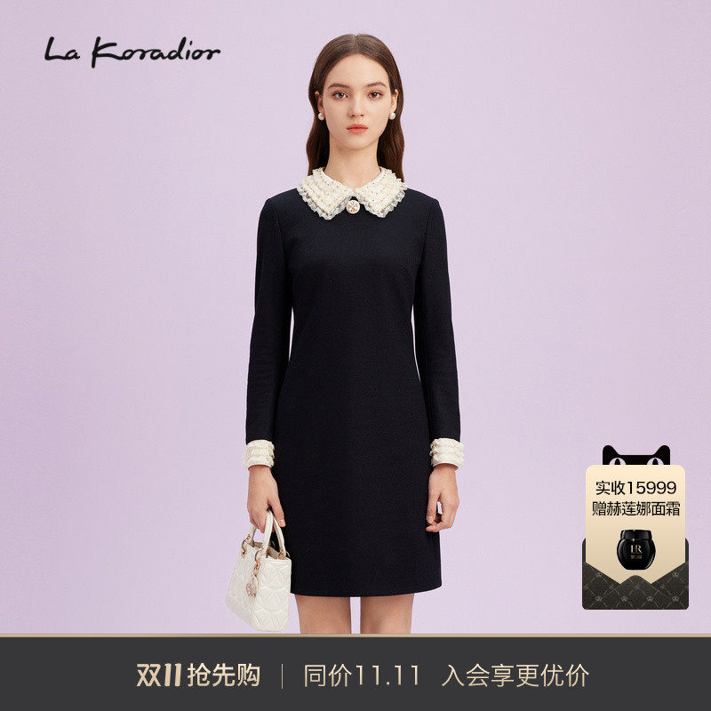 【羊毛】La Koradior拉珂蒂减龄商场同款新款香风气质长袖连衣裙