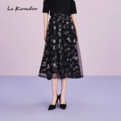 Lakoradior拉珂蒂优雅女春夏新款 商场同款 印花网纱A字半身裙