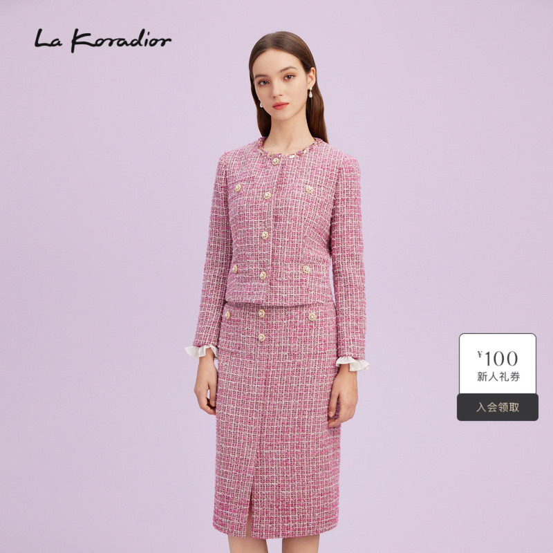 La Koradior拉珂蒂商场同款时尚新款法式香风气质短款外套女上衣