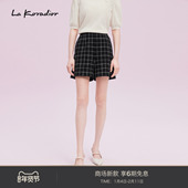 香风高腰格纹A字短裤 Koradior拉珂蒂秋新款 商场同款