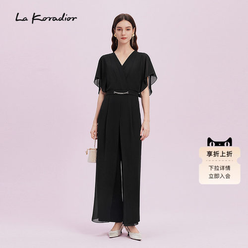 【进口三醋酸】Lakoradior拉珂蒂显瘦修身2025夏季醋纤阔腿连体裤