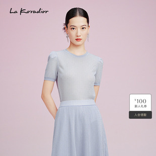 koradior拉珂蒂气质经典 新款 圆领短袖 女2025夏季 上衣 针织衫